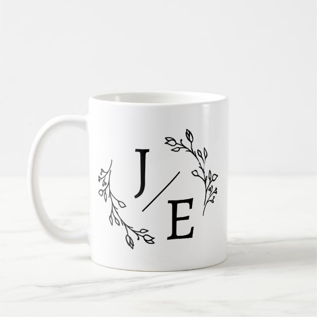 Mug Initiales Personnalisées Monogramme Botanique Flor (Gauche)
