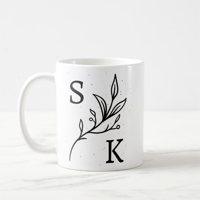 Mug Initiales Personnalisées Monogramme Botanique Flor (Gauche)