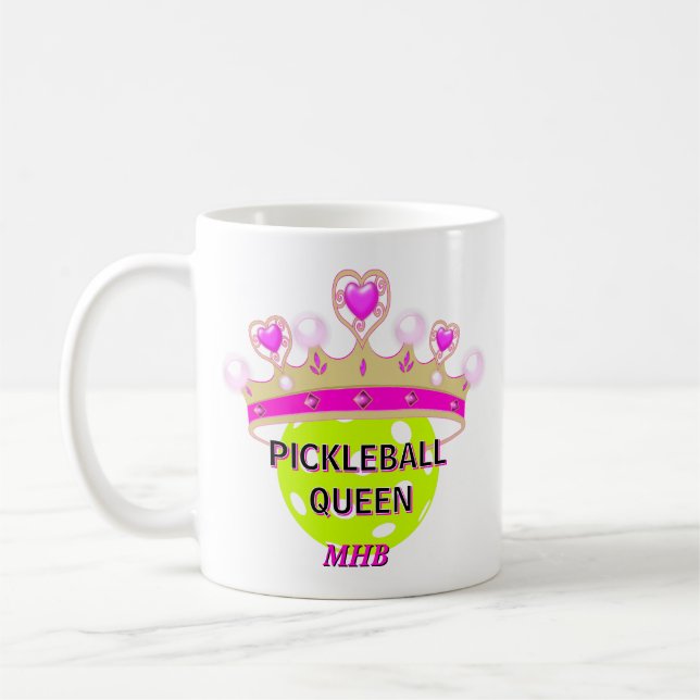 Mug Initiales personnalisées Monogrammes Pickleball Qu (Gauche)
