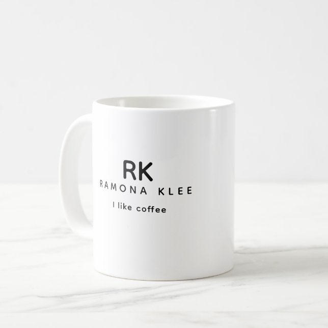 Mug Initiales personnalisées, nom et Slogan 'J'aime le (Devant gauche)