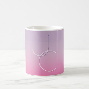 Mug Initiales superposées Modern 2 Ombre rose