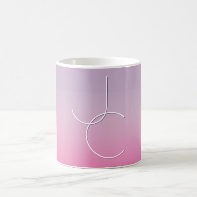 Mug Initiales superposées Modern 2 | Ombre rose (Centre)