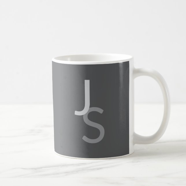 Mug Initiales superposées modernes monogrammes | Gris (Droite)
