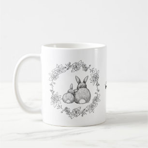 Mug Ink Lapin Rabbit Dessin Nom personnalisé monochrom