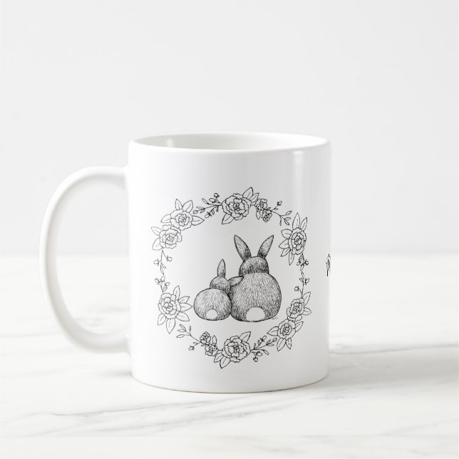 Mug Ink Lapin Rabbit Dessin Nom personnalisé monochrom (Gauche)