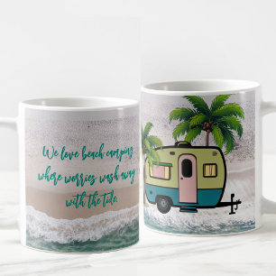 Mug Inquiétudes effacées par le camping de plage