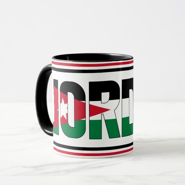 Mug Inscription du drapeau jordanien Vert rouge noir (Devant gauche)