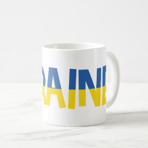 Mug Inscription Ukraine en bleu et jaune