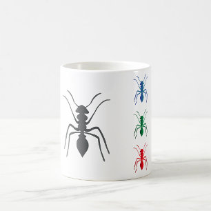 Mug Insectes de silhouettes de fourmi Noir Bleu Vert e