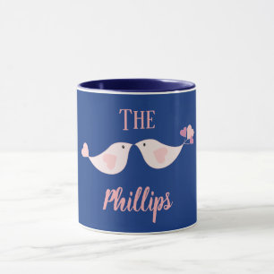 Mug Inséparables bleu et rose