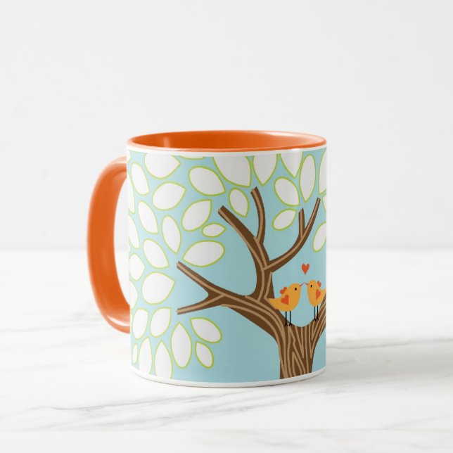Mug Inséparables dans un arbre (jour) (Devant gauche)