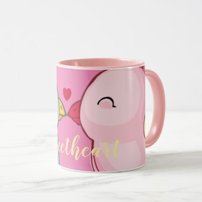 Mug Inséparables de la Journée des Valentines roses mi (Devant droit)