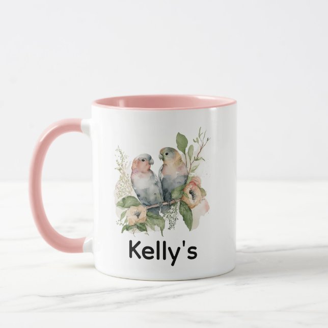 Mug Inséparables en aquarelles pastel (Gauche)