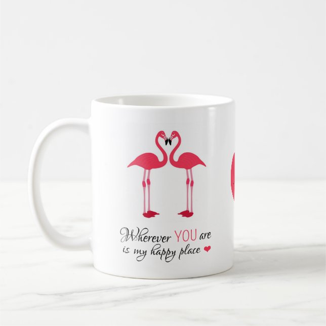 Mug Inséparables heureux Famingos rose d'endroit (Gauche)