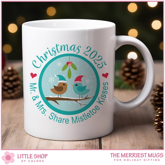 Mug Inséparables personnalisables Mistletoe Kisses (Créateur téléchargé)