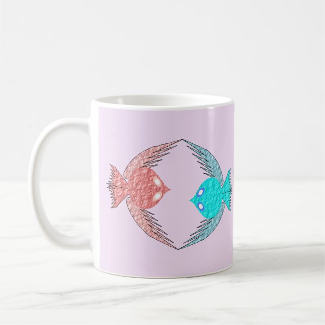 Mug Inséparables roses et bleus mignons (Gauche)