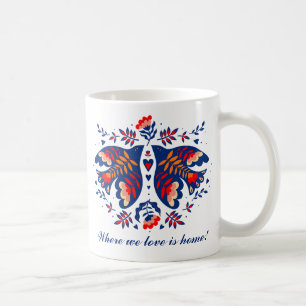 Mug Inséparables Scandinaves Folk Art Saint Valentin
