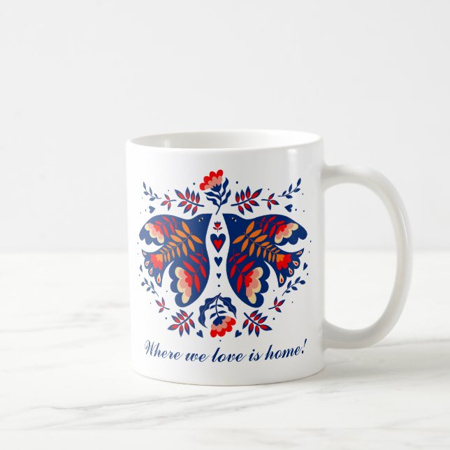 Mug Inséparables Scandinaves Folk Art Saint Valentin (Droite)