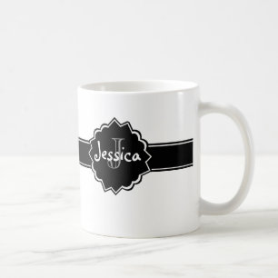 Mug Insigne blanc noir décoré d'un monogramme