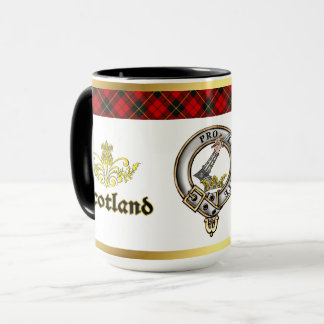 Mug Insigne de clan Wallace Tartan avec bordure dorée