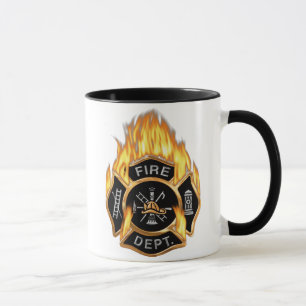 Mug Insigne du service d'incendie Or de flamme