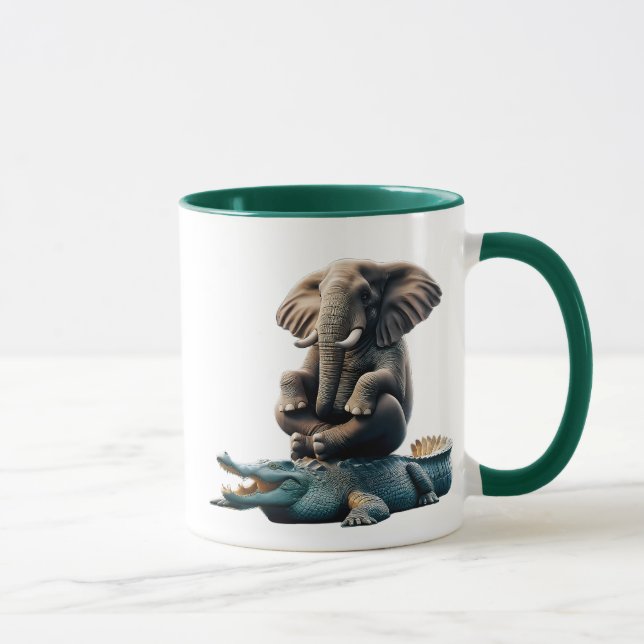 Mug Insolite ! Un éléphant assis sur un crocodile. (Droite)