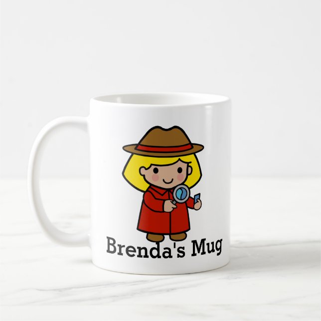 Mug Inspecteur de fille avec verre grossissant (Gauche)