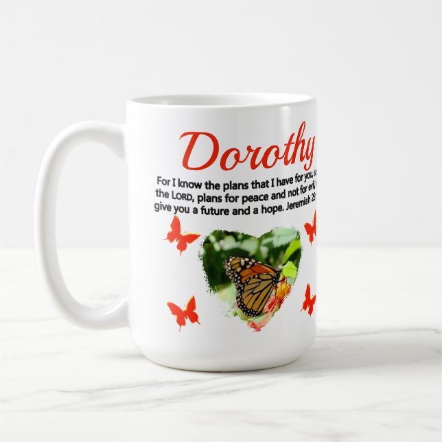 MUG INSPIRANT JEREMIAH 29:11 PERSONNALISÉ BUTTERFLY (Gauche)
