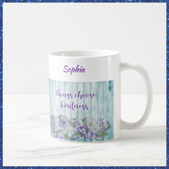 Mug Inspiration de douceur bleu floral (Créateur téléchargé)