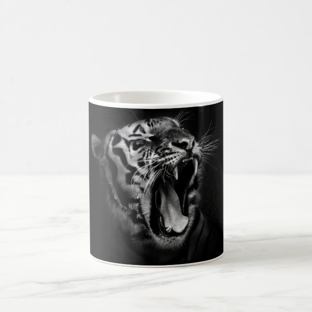 Mug Inspiration des yeux de tigre noir et blanc (Centre)