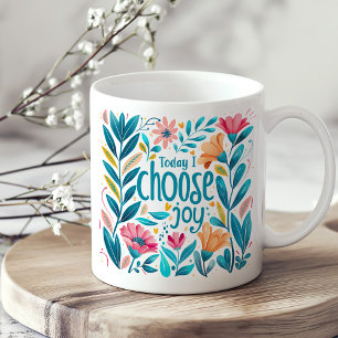 Mug Inspiration florale turquoise et corail Autosoins