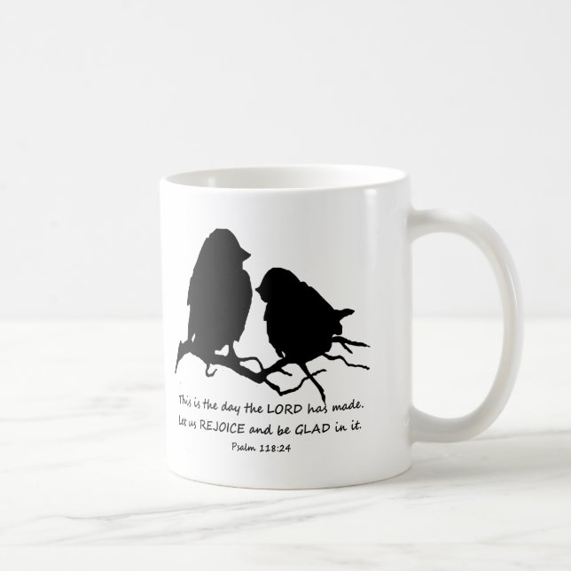 Mug Inspirational Bible Verse Psaume 118:24 Oiseaux (Droite)