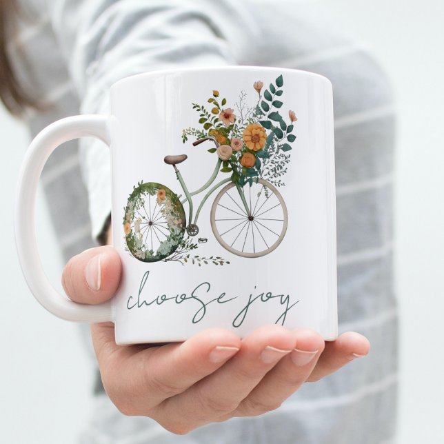 Mug Inspirational Watercolor Bicycle Choisissez Joy Ci (Choose Joy Vintage Bicycle Mug)