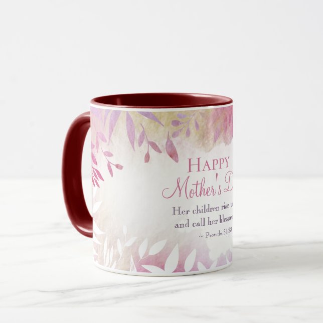 Mug Inspirationnelle Bible Verse rose Fête des mères f (Devant gauche)