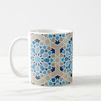 Mug Inspiré par le carrelage arabe Beige et bleu