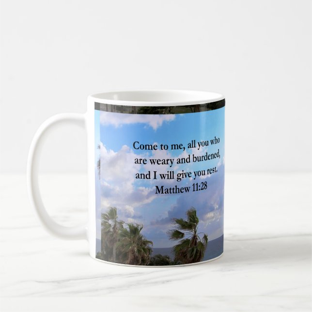 MUG INSPIRING MATTHEW 11:28 CONCEPTION DE SCRIPTURE (Gauche)