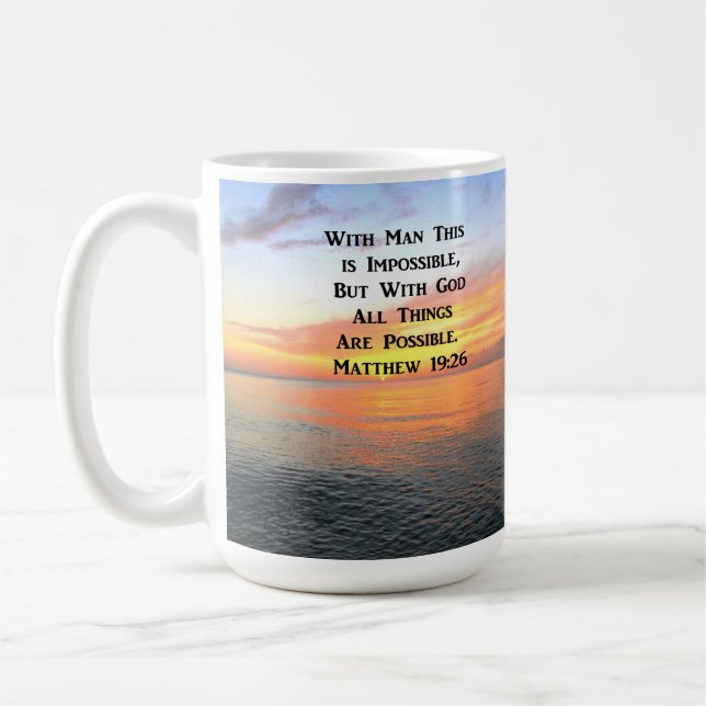 MUG INSPIRING MATTHEW 19:26 PHOTO DU LEVER (Gauche)