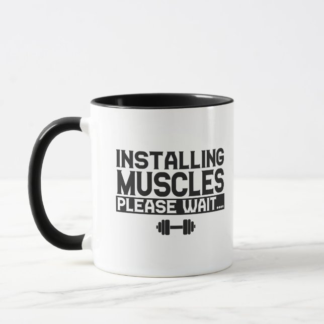 Mug Installing Muscles Please Wait Funny Fitness Gym (Gauche)