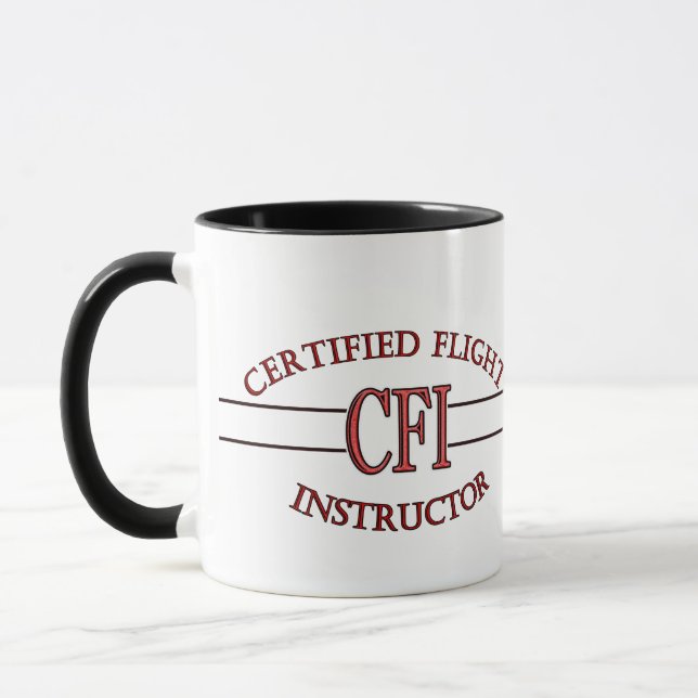 MUG INSTRUCTEUR DE VOL CERTIFIÉ ROUGE DE LOGO CFI (Gauche)