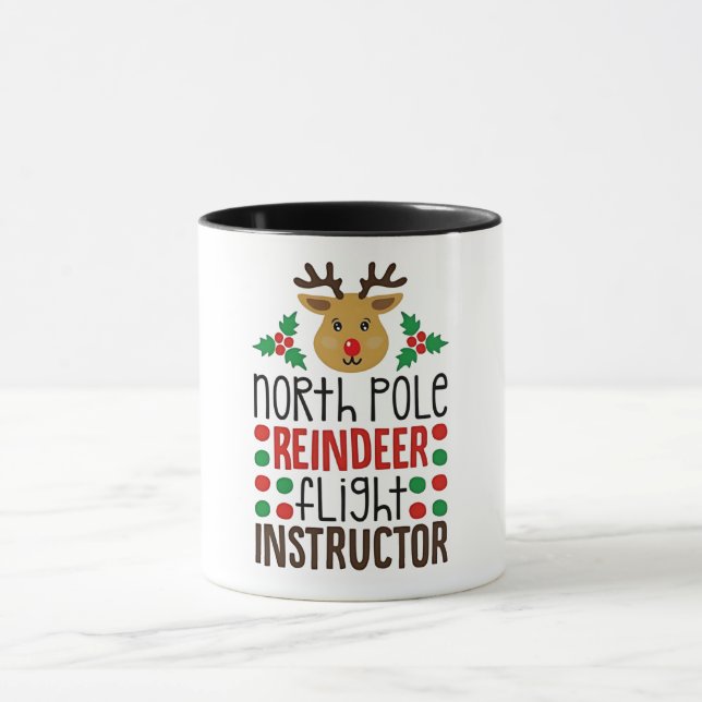 Mug Instructeur de vol de rennes du pôle Nord Noël  (Centre)