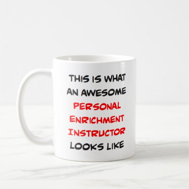 Mug instructeur d'enrichissement personnel, génial (Gauche)