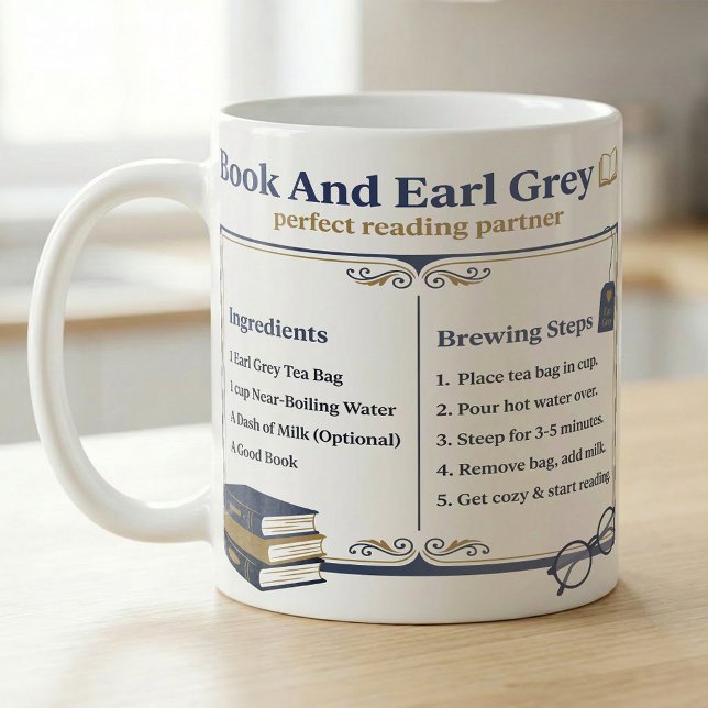 Mug Instructions de thé pour les amoureux de livres (Créateur téléchargé)