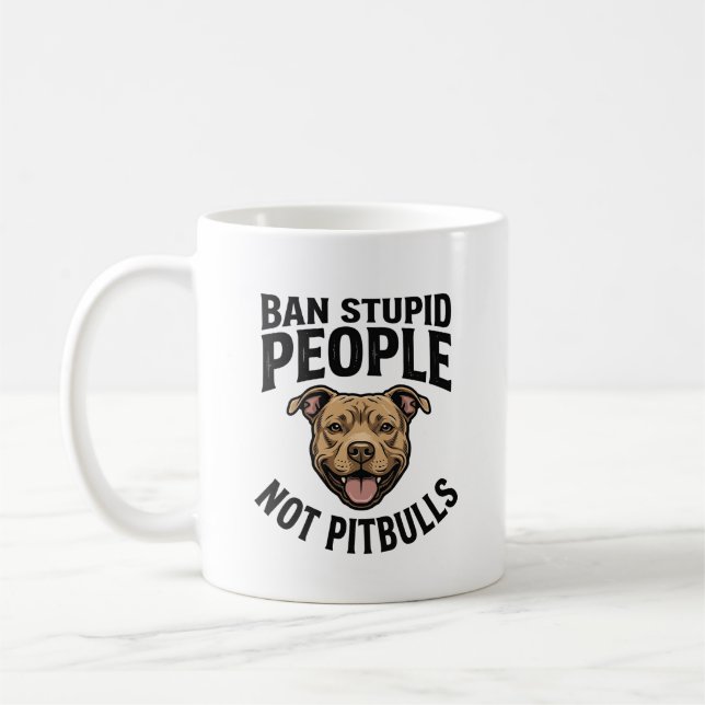 Mug Interdire les gens stupides pas les Pitbulls Vinta (Gauche)