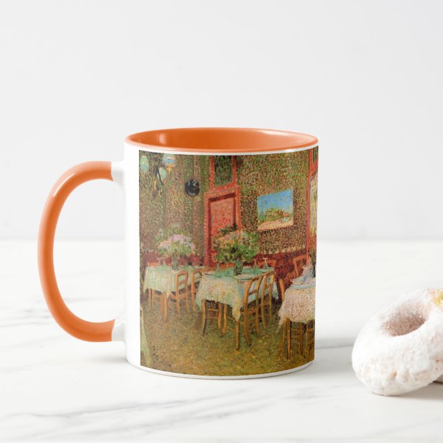 Mug Intérieur d'un restaurant par Vincent van Gogh (Avec donut)