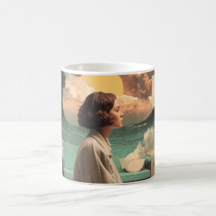 Mug Intérieur surréaliste avec femme et chat