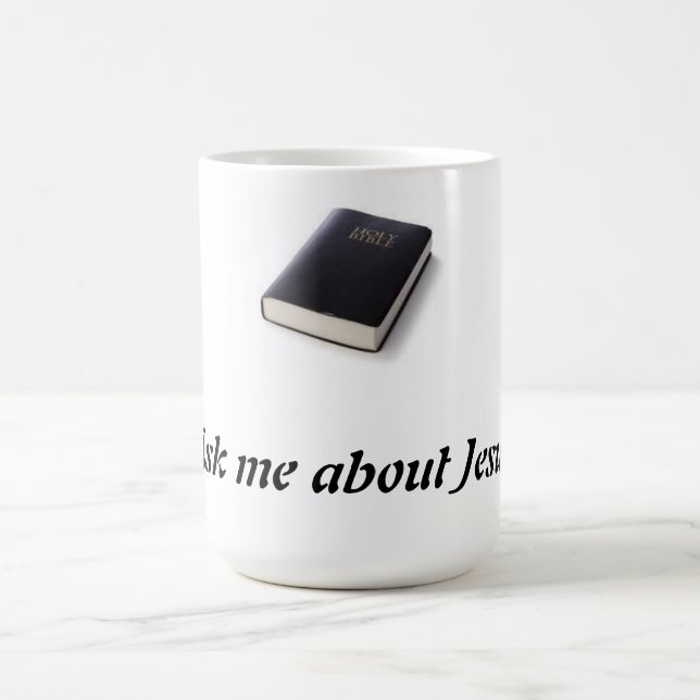 Mug Interrogez-moi au sujet de Jésus avec la bible (Centre)