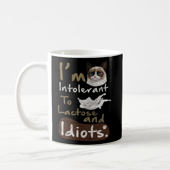 Mug Intolérant au lactose et Idiots Kitten Chat en col (Gauche)