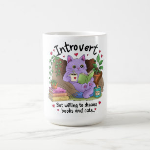 Mug Introverti mais prêt à discuter de livres et de ch