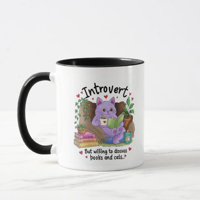 Mug Introverti mais prêt à discuter de livres et de ch (Gauche)
