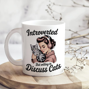 Mug "Introverti Mais Prêt à Discuter des Chats" Drôle